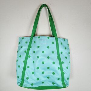 Clinique‎ x Kate Spade Travel Shopping Tote Bag- Green Polka Dot 16" x 12"
